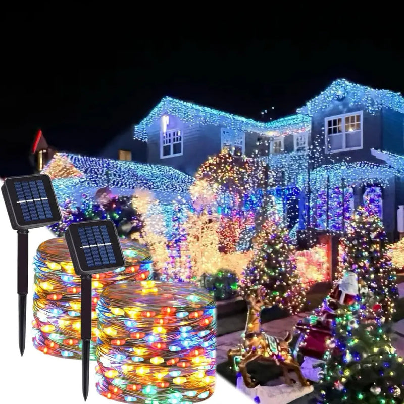 Luces Navideñas Solares de 32 m con 300 LED Multicolor