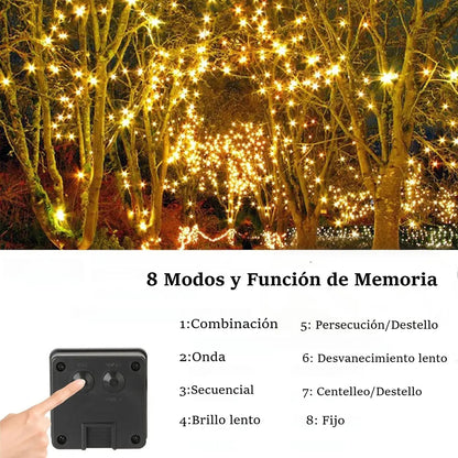 Luces Navideñas Solares de 32 m con 300 LED Multicolor