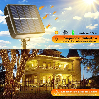 Luces Navideñas Solares de 32 m con 300 LED Multicolor